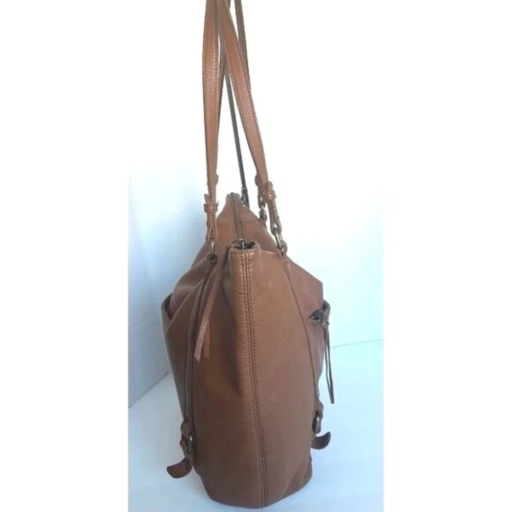 THE SAK HAPPY AND FREE‎ LARGE COGNAC BROWN PEBBLED LEATHER SHOULDER TOTE BAG